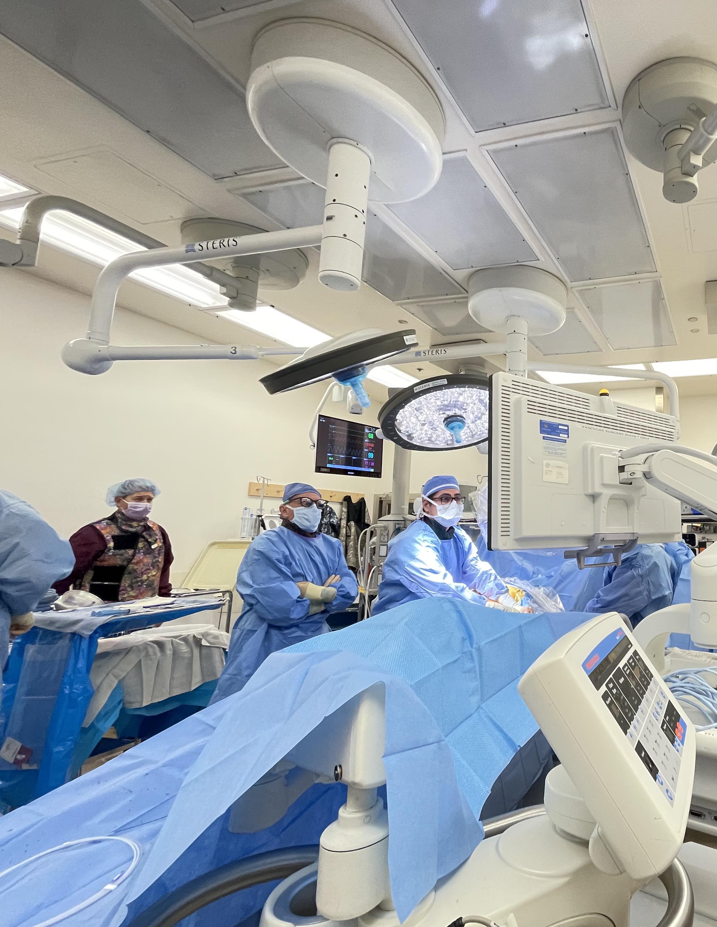 Surgical team at work in the hybrid operating suite